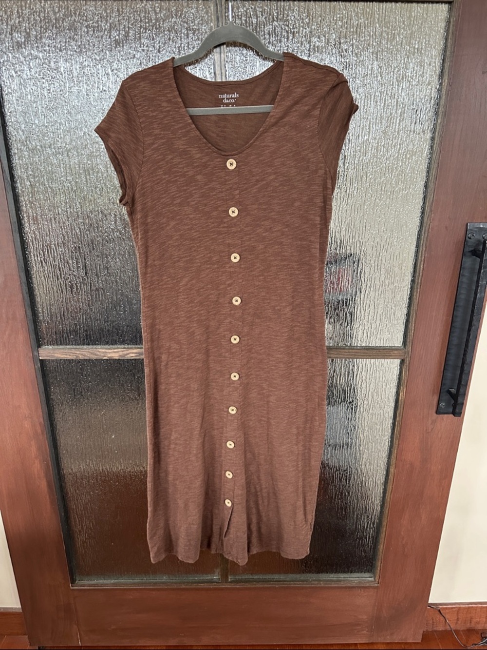 Naturals  linen blend Brown Button-Front Midi Dress size S.